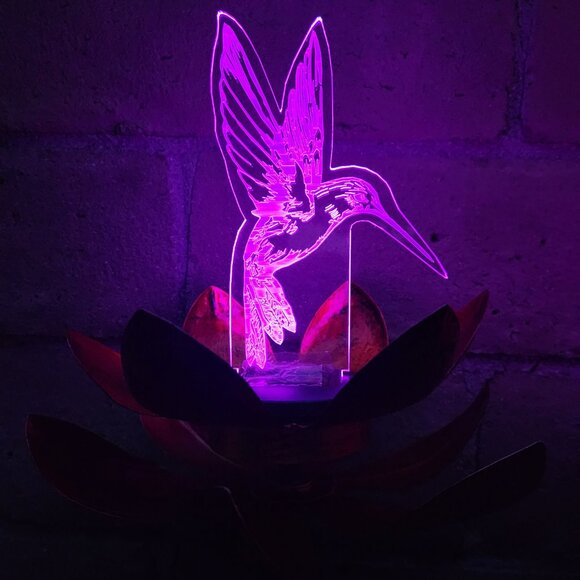 Solar Optical Hummingbird Double Spinner Garden Stake, Yard Art - Picture 4 of 7